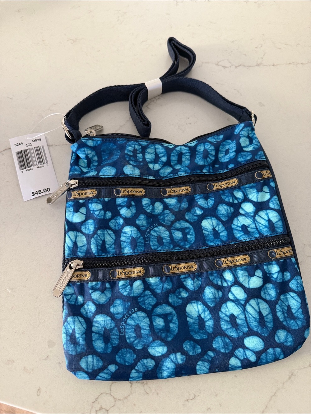 LeSportsac Blue Tie-Dye Print Crossbody Bag